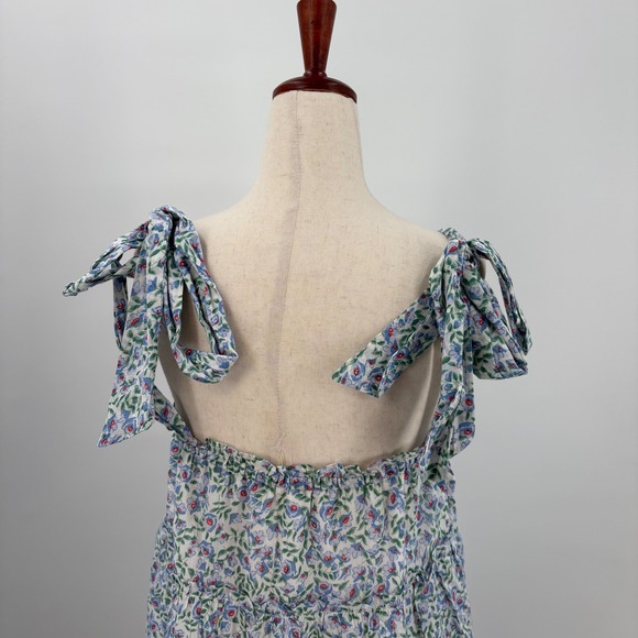Idem Ditto Floral Tiered Mini Dress Tie Strap Cotton Womens Medium - Picture 3 of 6